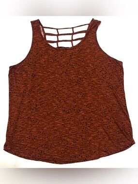 Maurices Coastline Animal Print Lattice Back Tank Rust Open-Back Tank Top